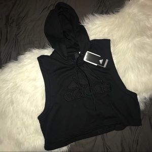 Adidas crop sleeveless hoodie